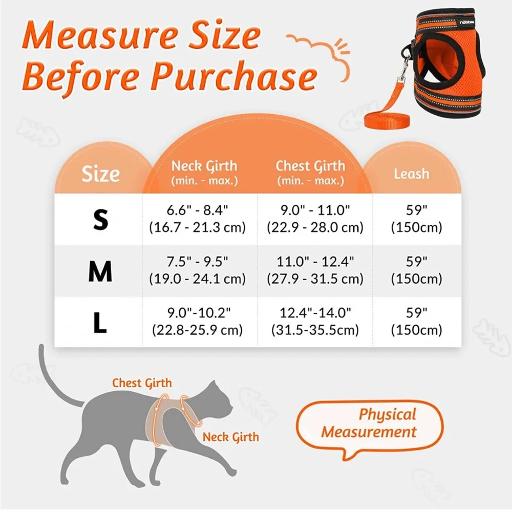 Cat harness and leash size Small